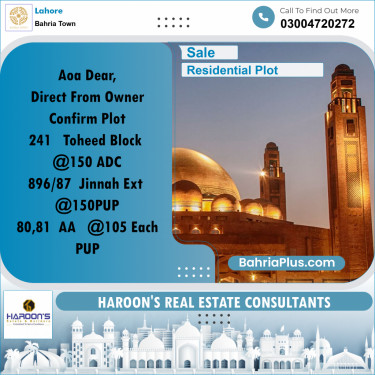 Residential Plot for Sale in Bahria Town, Lahore - (BP-352948)