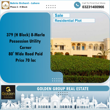 8 Marla Residential Plot for Sale in Phase 2 - H Block -  Bahria Orchard, Lahore - (BP-353004)