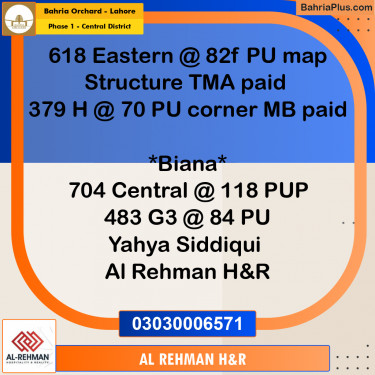 10 Marla Residential Plot for Sale in Phase 1 - Central District -  Bahria Orchard, Lahore - (BP-353039)