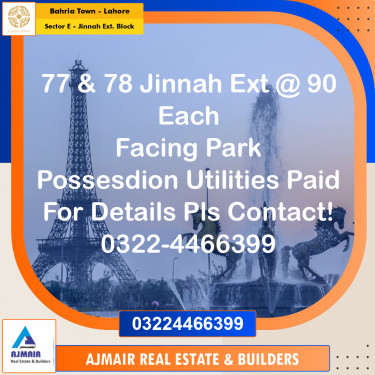 5 Marla Residential Plot for Sale in Sector E - Jinnah Ext. Block -  Bahria Town, Lahore - (BP-353079)