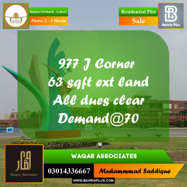8 Marla Residential Plot for Sale in Phase 2 - J Block -  Bahria Orchard, Lahore - (BP-353093)