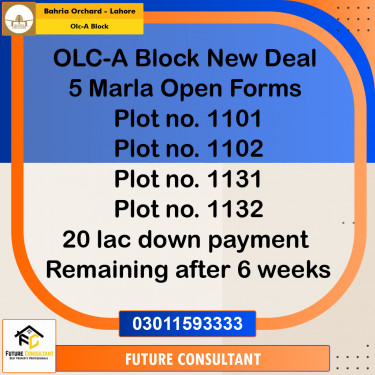 5 Marla Residential Plot for Sale in OLC-A Block -  Bahria Orchard, Lahore - (BP-353104)