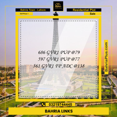 10 Marla Residential Plot for Sale in Golf Phase 1 -  Bahria Town, Lahore - (BP-353147)