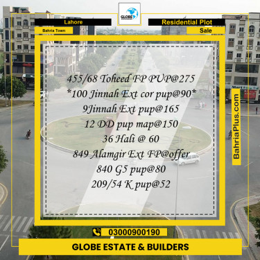 Residential Plot for Sale in Bahria Town, Lahore - (BP-353175)