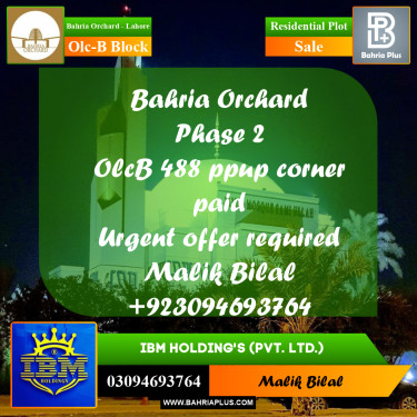 8 Marla Residential Plot for Sale in OLC-B Block -  Bahria Orchard, Lahore - (BP-353177)