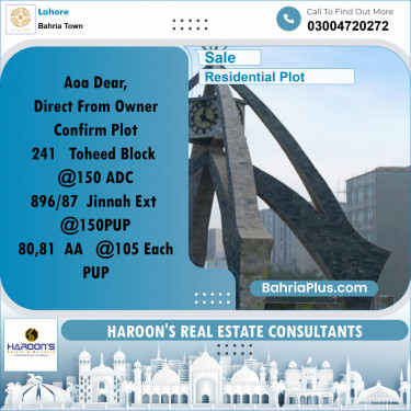 Residential Plot for Sale in Bahria Town, Lahore - (BP-353193)