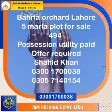 5 Marla Residential Plot for Sale in Phase 2 - G Block -  Bahria Orchard, Lahore - (BP-353266)