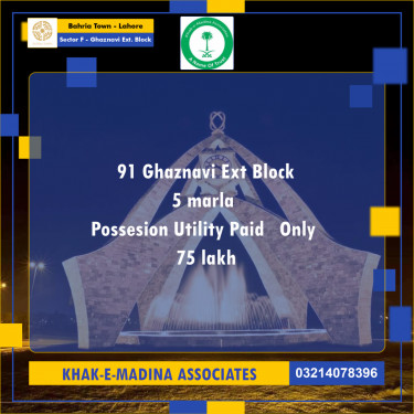 5 Marla Residential Plot for Sale in Sector F - Ghaznavi Ext. Block -  Bahria Town, Lahore - (BP-353294)