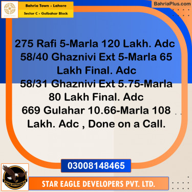 10.66 Marla Residential Plot for Sale in Sector C - Gulbahar Block -  Bahria Town, Lahore - (BP-353325)