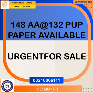 Residential Plot for Sale in Sector D - AA Block -  Bahria Town, Lahore - (BP-353421)