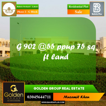 5 Marla Residential Plot for Sale in Phase 2 - G Block -  Bahria Orchard, Lahore - (BP-353430)