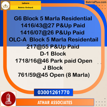 5 Marla Residential Plot for Sale in Bahria Orchard, Lahore - (BP-353431)
