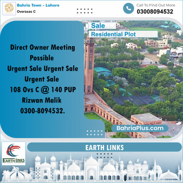 10 Marla Residential Plot for Sale in Overseas C -  Bahria Town, Lahore - (BP-353443)