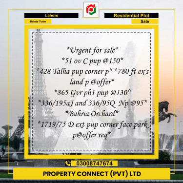 Residential Plot for Sale in Bahria Town, Lahore - (BP-353464)