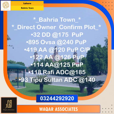 Residential Plot for Sale in Bahria Town, Lahore - (BP-353495)