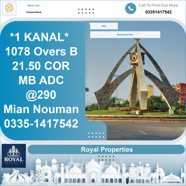 20 Marla Residential Plot for Sale in Sector F - Tauheed Block -  Bahria Town, Lahore - (BP-353507)