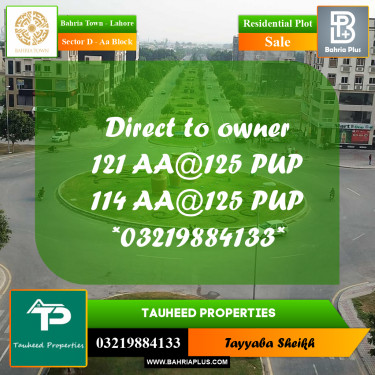 5 Marla Residential Plot for Sale in Sector D - AA Block -  Bahria Town, Lahore - (BP-353539)