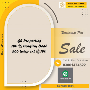 5 Marla Residential Plot for Sale in Sector C - Tulip Ext. Block -  Bahria Town, Lahore - (BP-353566)