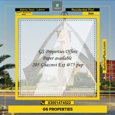 5 Marla Residential Plot for Sale in Sector F - Ghaznavi Ext. Block -  Bahria Town, Lahore - (BP-353567)