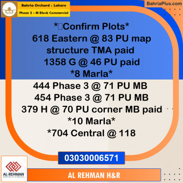 10 Marla Residential Plot for Sale in Phase 2 - M Block Commercial -  Bahria Orchard, Lahore - (BP-353571)
