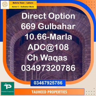 10.66 Marla Residential Plot for Sale in Sector C - Gulbahar Block -  Bahria Town, Lahore - (BP-353663)