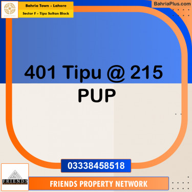 20 Marla Residential Plot for Sale in Sector F - Tipu Sultan Block -  Bahria Town, Lahore - (BP-353669)