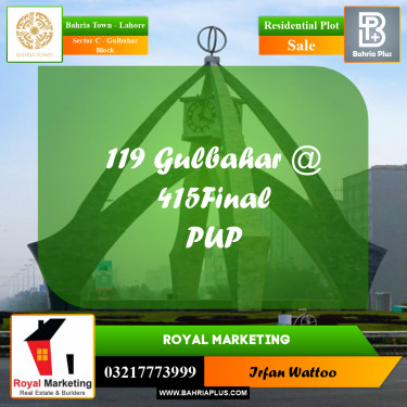 1 Kanal Residential Plot for Sale in Sector C - Gulbahar Block -  Bahria Town, Lahore - (BP-353741)