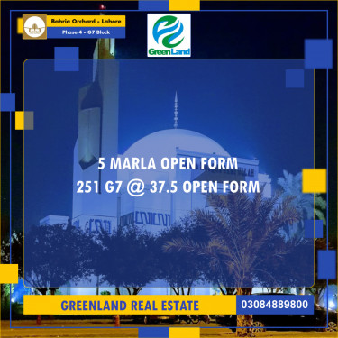 5 Marla Residential Plot for Sale in Phase 4 - G7 Block -  Bahria Orchard, Lahore - (BP-353754)
