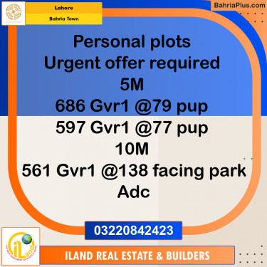 Residential Plot for Sale in Bahria Town, Lahore - (BP-353763)