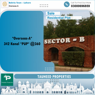 1 Kanal Residential Plot for Sale in Overseas A -  Bahria Town, Lahore - (BP-353814)