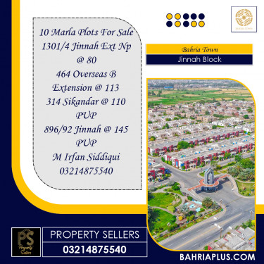 10 Marla Residential Plot for Sale in Sector E - Jinnah Block -  Bahria Town, Lahore - (BP-353856)