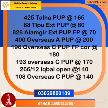 10 Marla Residential Plot for Sale in Sector F - Talha Block -  Bahria Town, Lahore - (BP-353872)