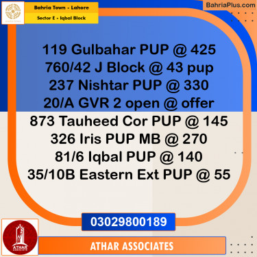 10 Marla Residential Plot for Sale in Sector E - Iqbal Block -  Bahria Town, Lahore - (BP-353877)