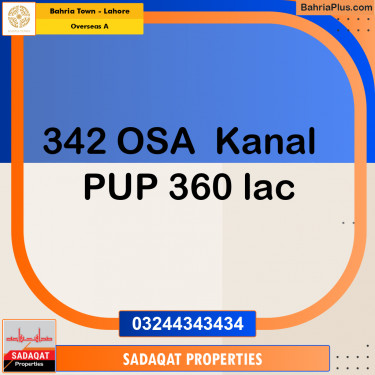 1 Kanal Residential Plot for Sale in Overseas A -  Bahria Town, Lahore - (BP-353881)
