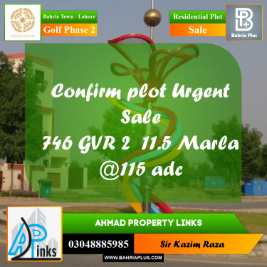 11.55 Marla Residential Plot for Sale in Golf Phase 2 -  Bahria Town, Lahore - (BP-353948)