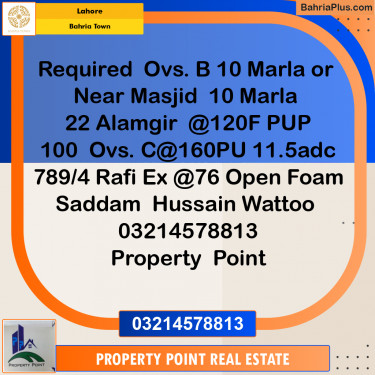 Residential Plot for Sale in Bahria Town, Lahore - (BP-354012)