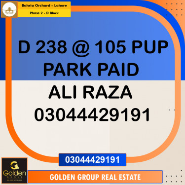8 Marla Residential Plot for Sale in Phase 2 - D Block -  Bahria Orchard, Lahore - (BP-354089)