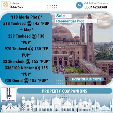 Residential Plot for Sale in Bahria Town, Lahore - (BP-354094)