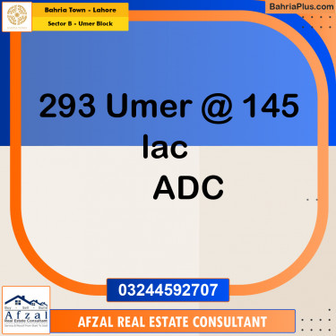 7.11 Marla Residential Plot for Sale in Sector B - Umer Block -  Bahria Town, Lahore - (BP-354131)
