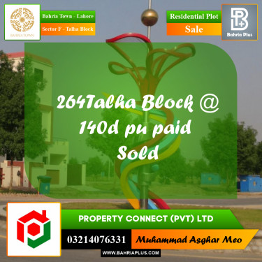 10 Marla Residential Plot for Sale in Sector F - Talha Block -  Bahria Town, Lahore - (BP-354139)