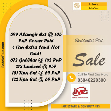 Residential Plot for Sale in Bahria Town, Lahore - (BP-354159)