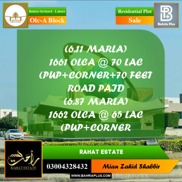 6 Marla Residential Plot for Sale in OLC-A Block -  Bahria Orchard, Lahore - (BP-354189)