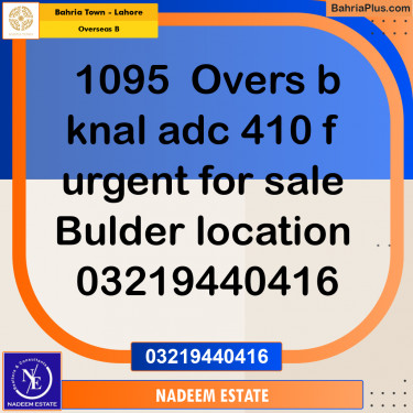 Residential Plot for Sale in Overseas B -  Bahria Town, Lahore - (BP-354191)