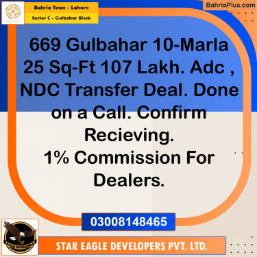 10 Marla Residential Plot for Sale in Sector C - Gulbahar Block -  Bahria Town, Lahore - (BP-354233)