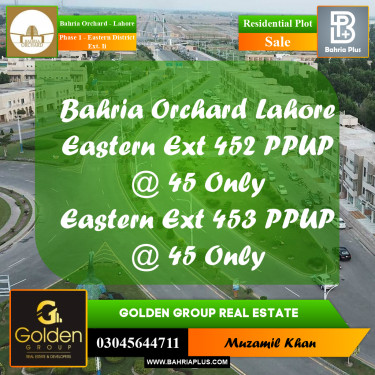 5 Marla Residential Plot for Sale in Phase 1 - Eastern District Ext. II -  Bahria Orchard, Lahore - (BP-354259)
