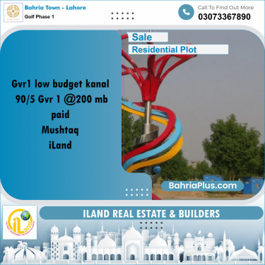 20 Marla Residential Plot for Sale in Golf Phase 1 -  Bahria Town, Lahore - (BP-354339)