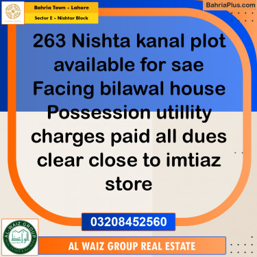 20 Kanal Residential Plot for Sale in Sector E - Nishtar Block -  Bahria Town, Lahore - (BP-354351)