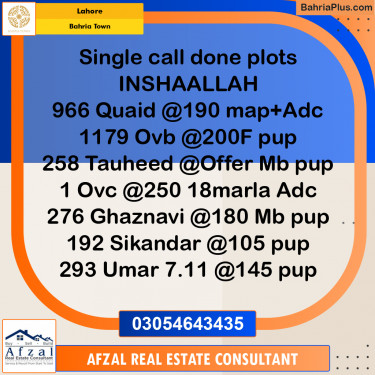 Residential Plot for Sale in Bahria Town, Lahore - (BP-354372)