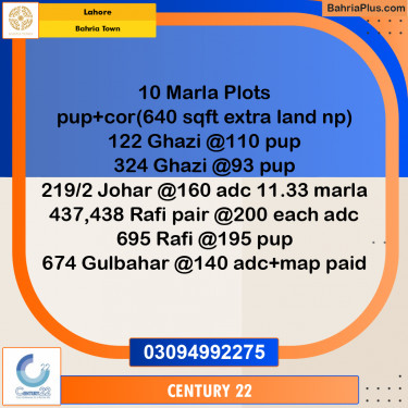 10 Marla Residential Plot for Sale in Bahria Town, Lahore - (BP-354408)