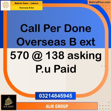 10 Marla Residential Plot for Sale in Overseas B Ext -  Bahria Town, Lahore - (BP-354420)